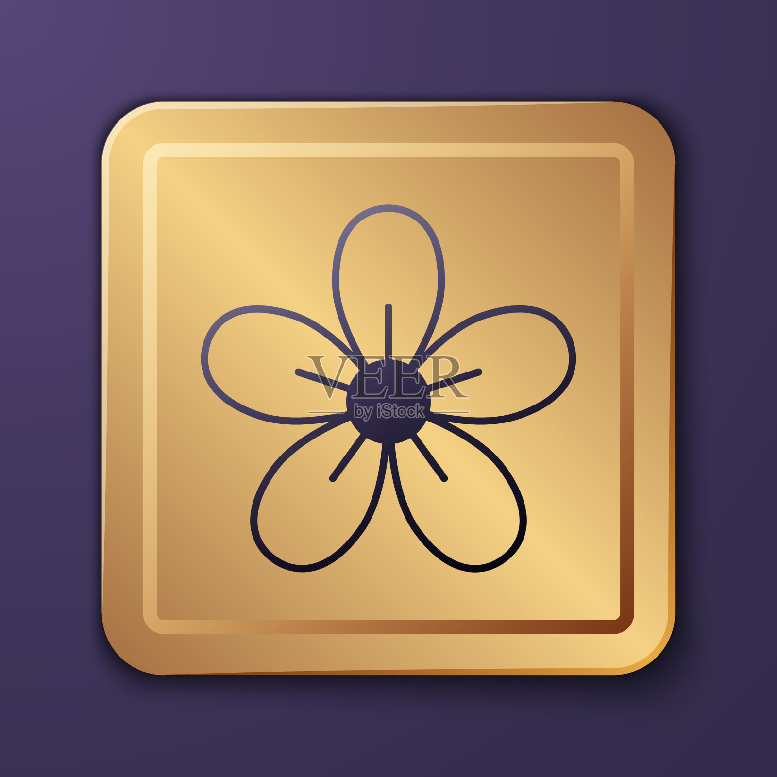 紫色的花图标孤立在紫色的背景插画图片素材