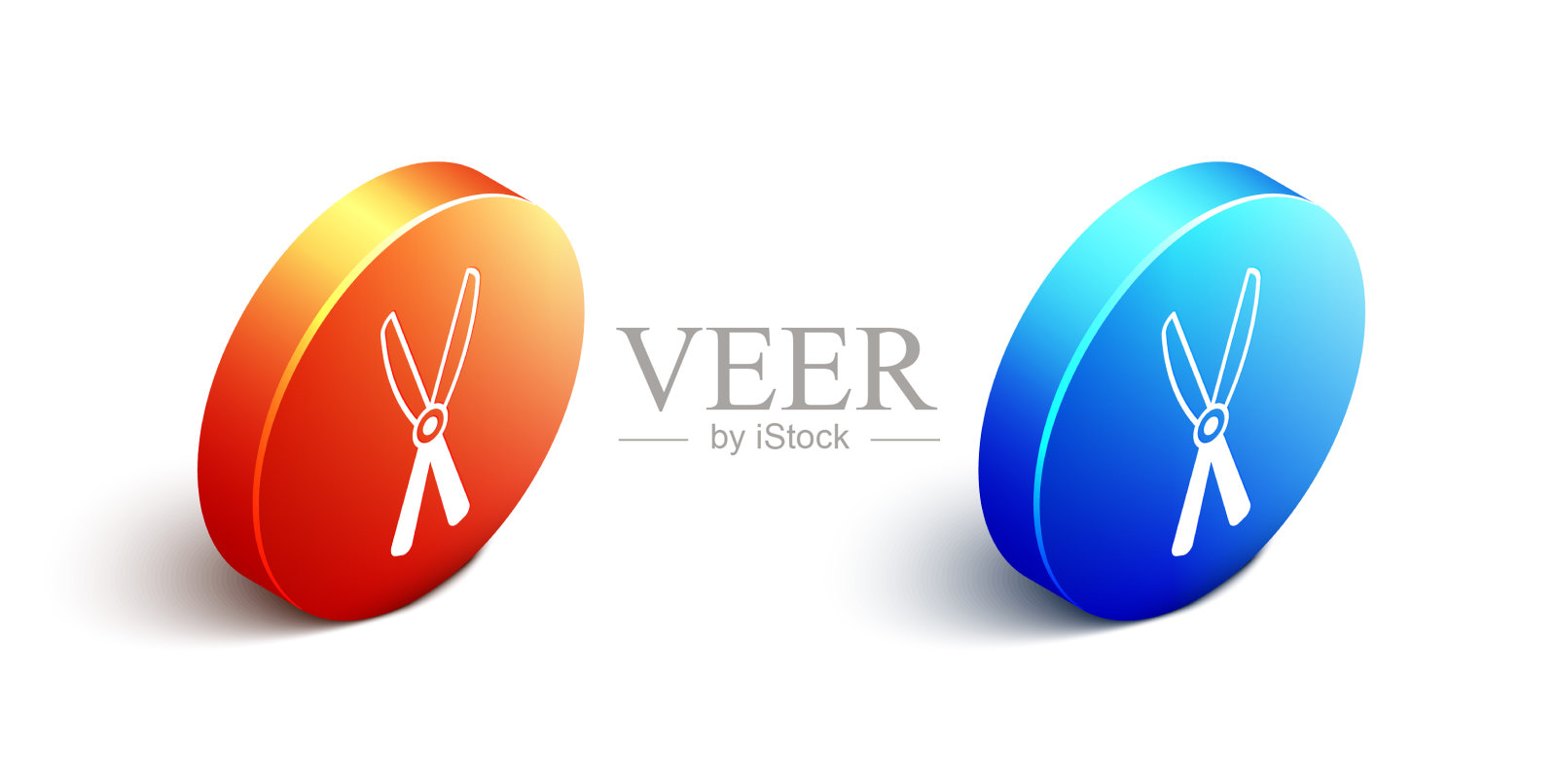 等距园艺手工修剪剪刀图标素材