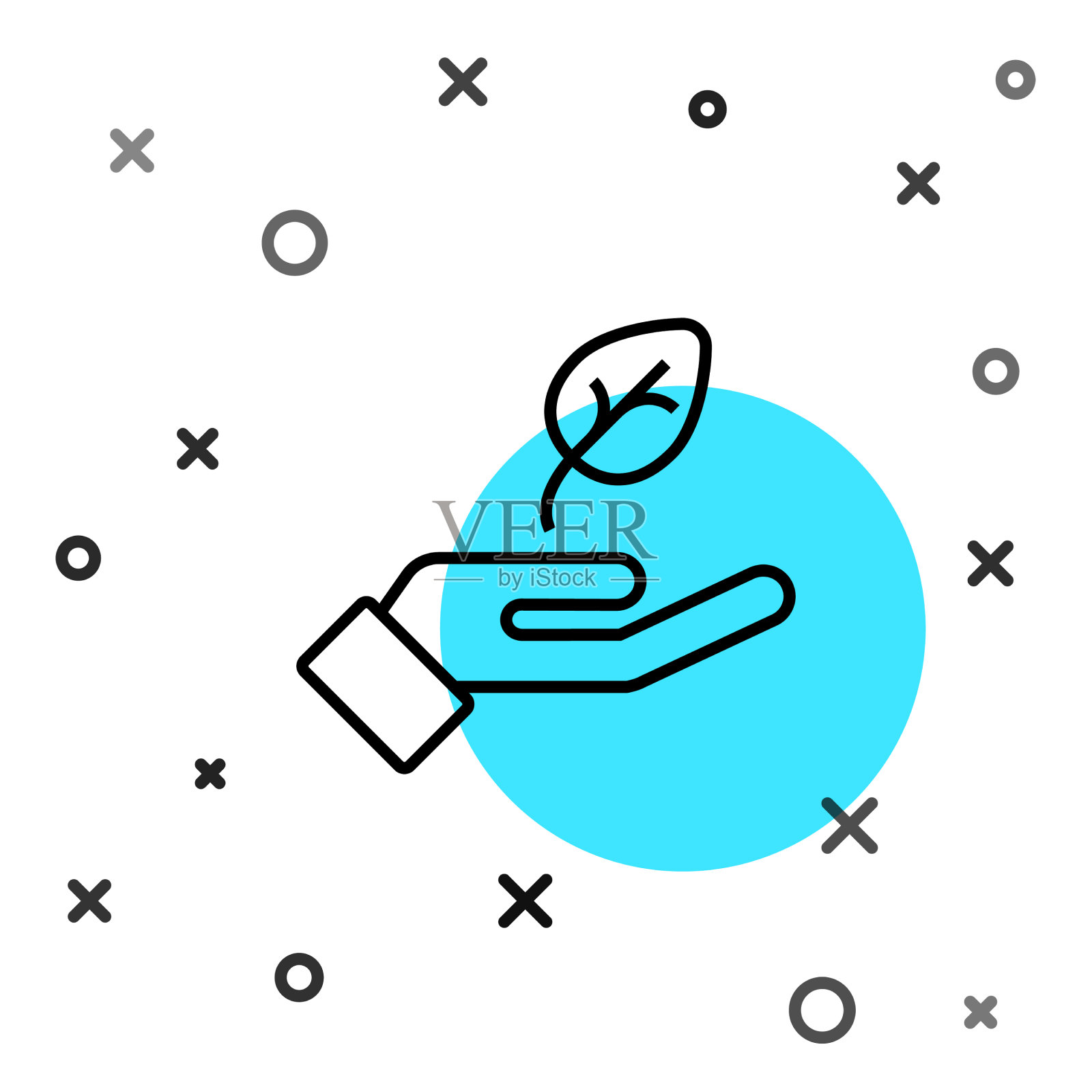 黑线植物在手环保插画图片素材