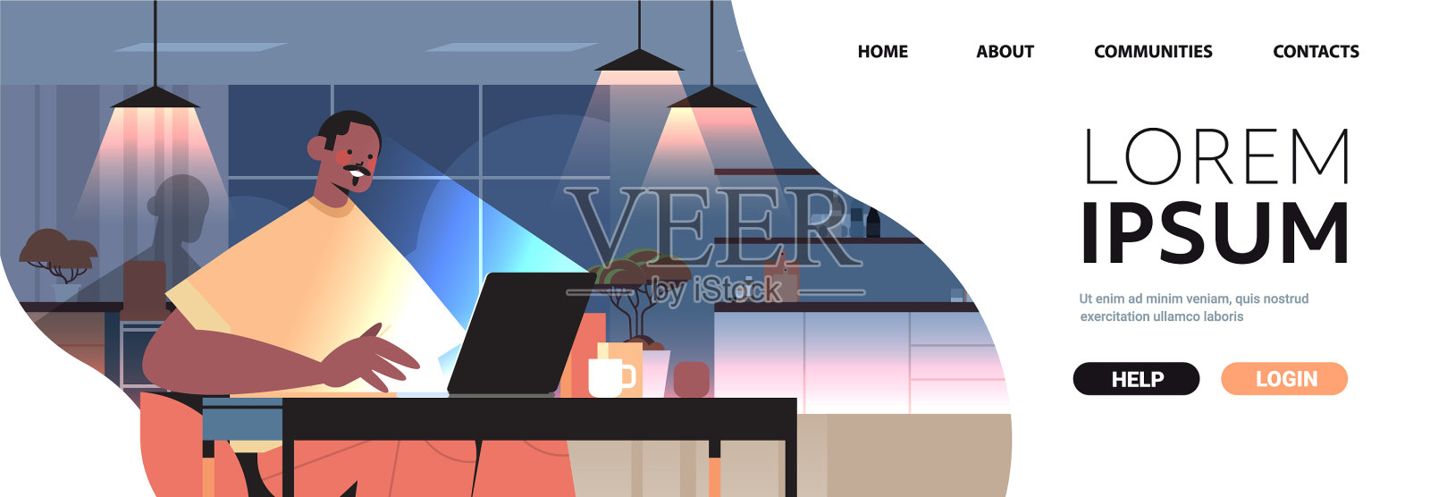 劳累过度的自由职业者插画图片素材