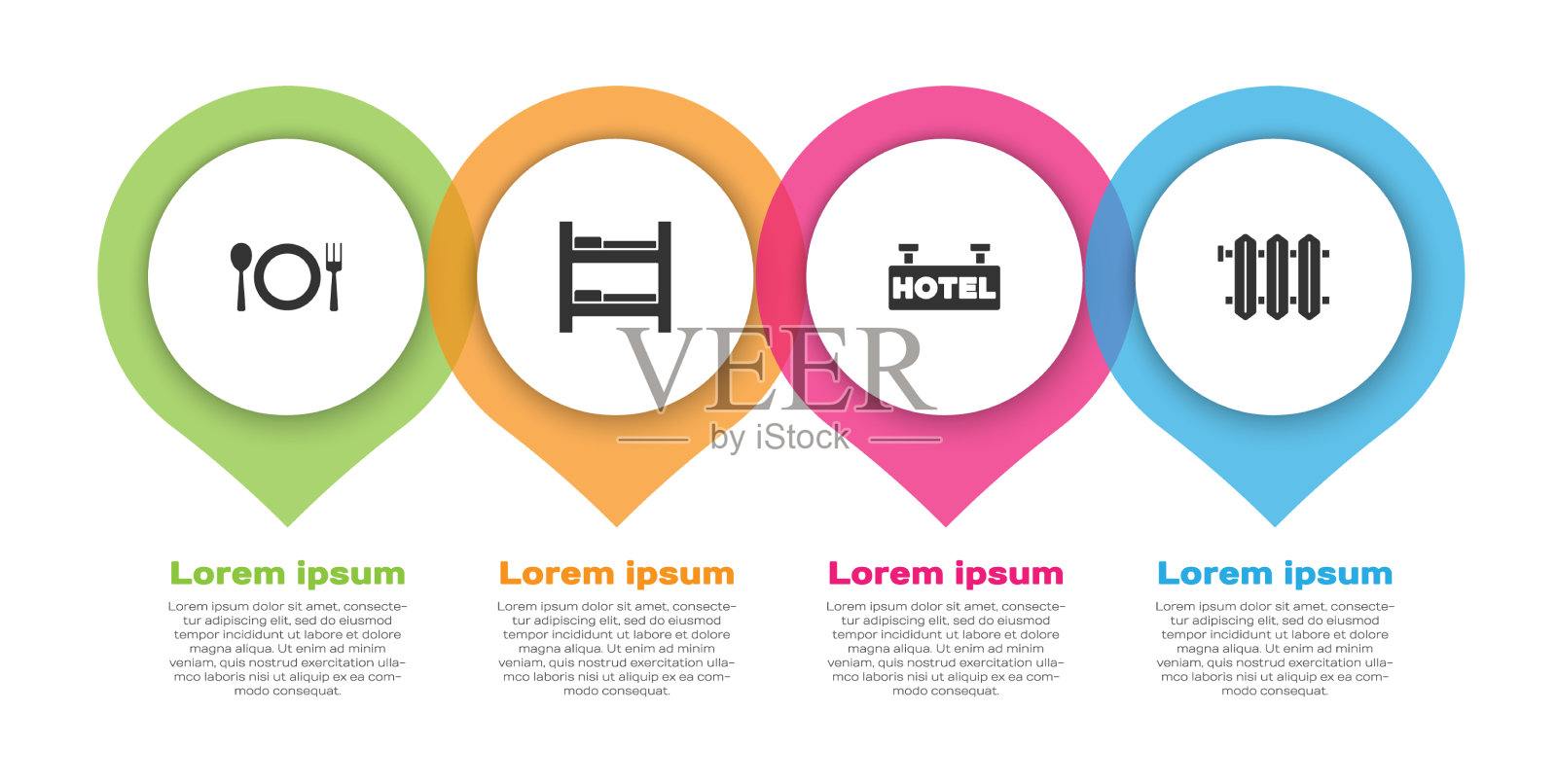 餐盘、餐叉、餐刀、客房床图标素材