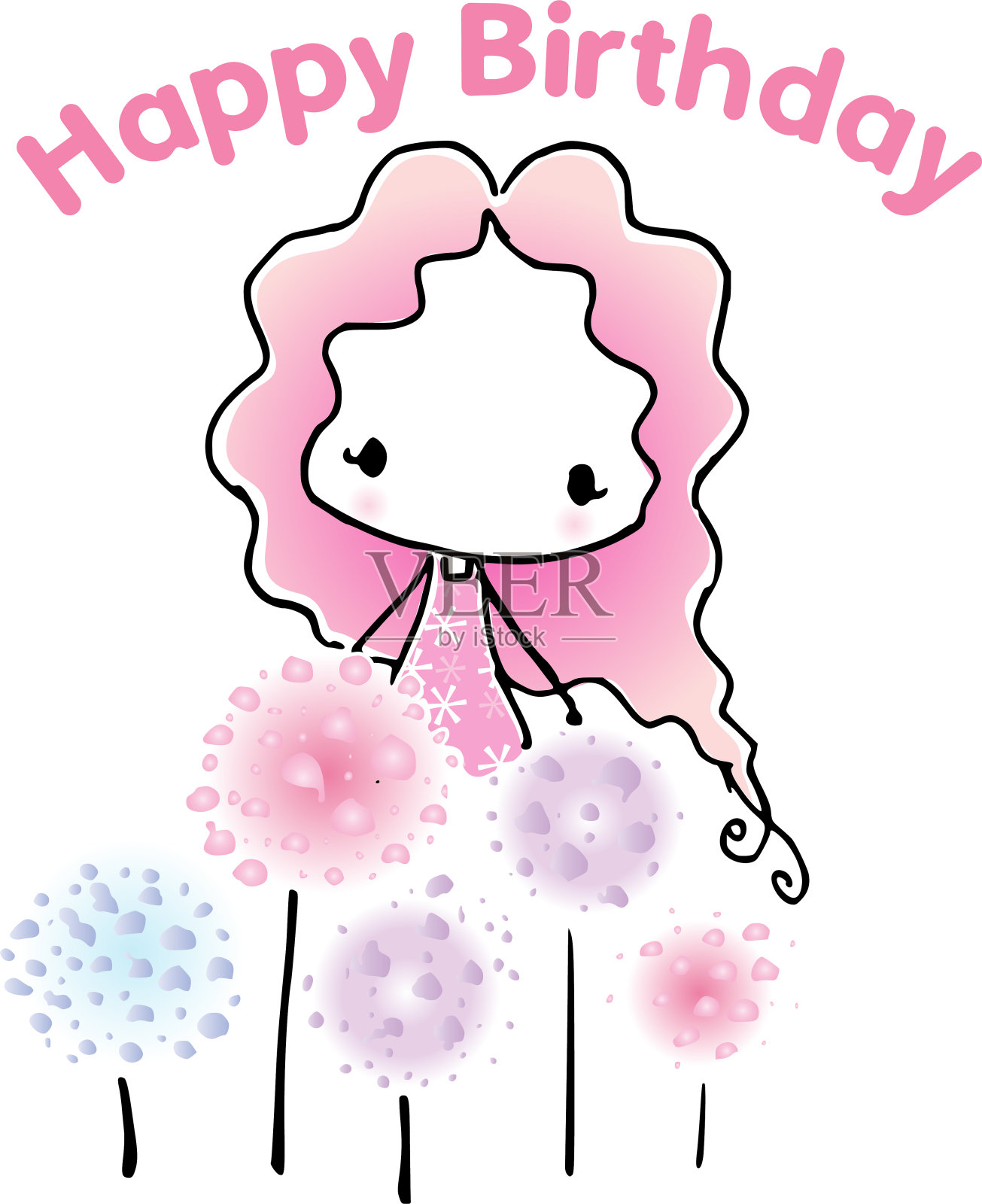 矢量卡通黑白生日快乐卡片插画图片素材