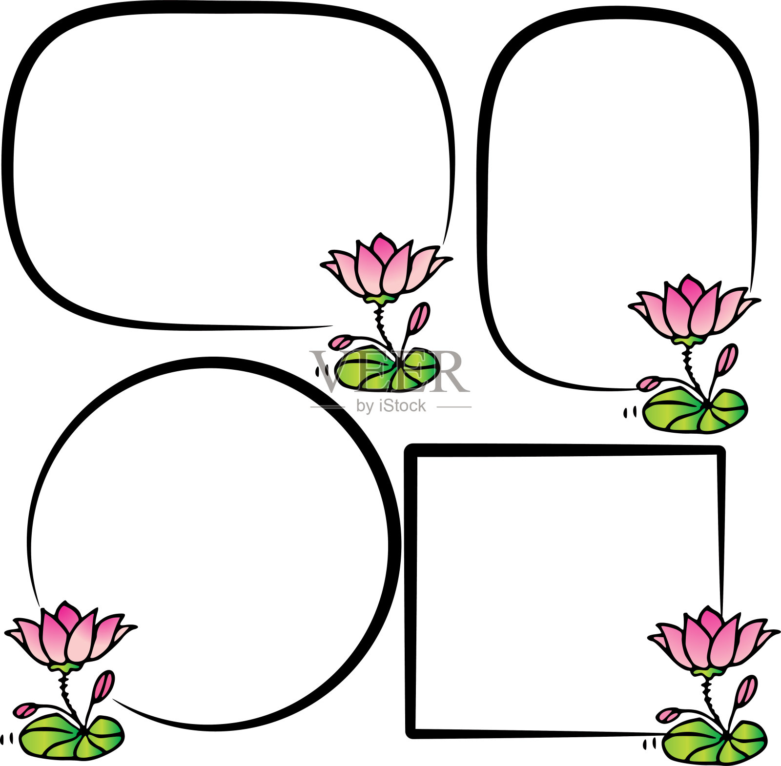 向量黑色和白色的标志边界标志图标背景花自然花园插画图片素材