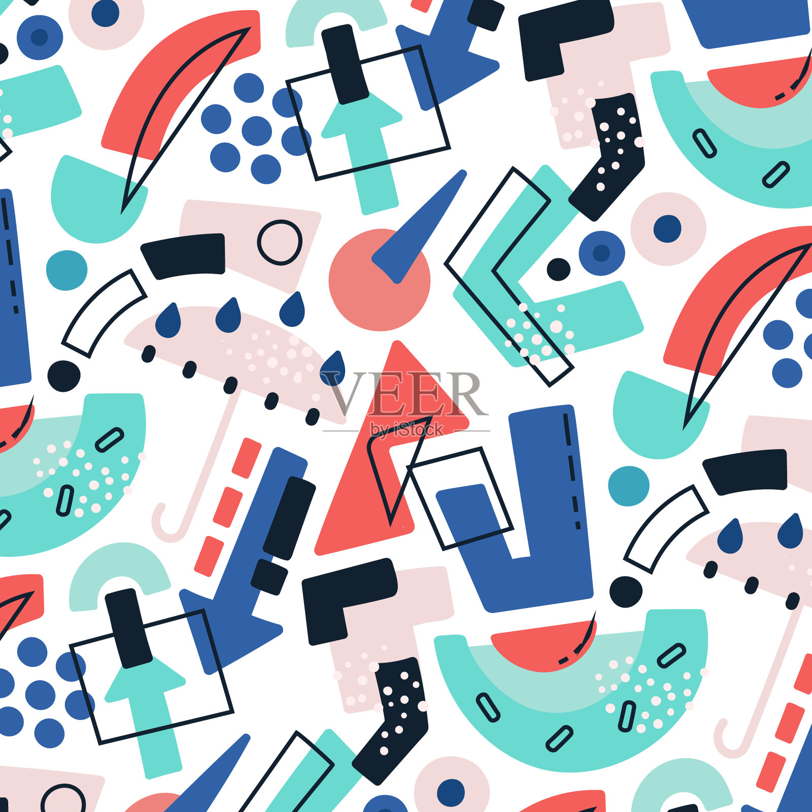 手绘平面抽象形状图案设计矢量插图插画图片素材