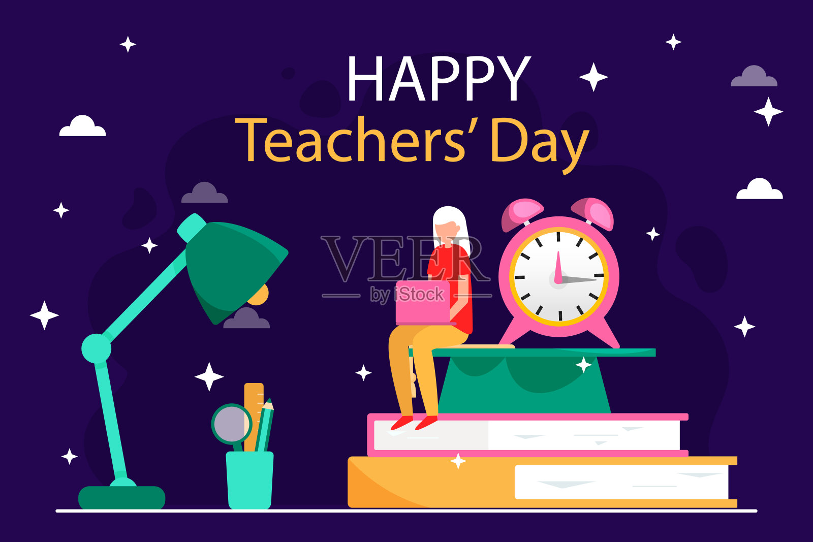平面教师日背景矢量插图插画图片素材