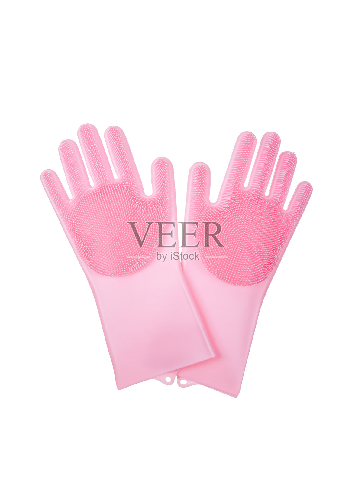 双橡胶清洁手套隔离在白色背景上照片摄影图片