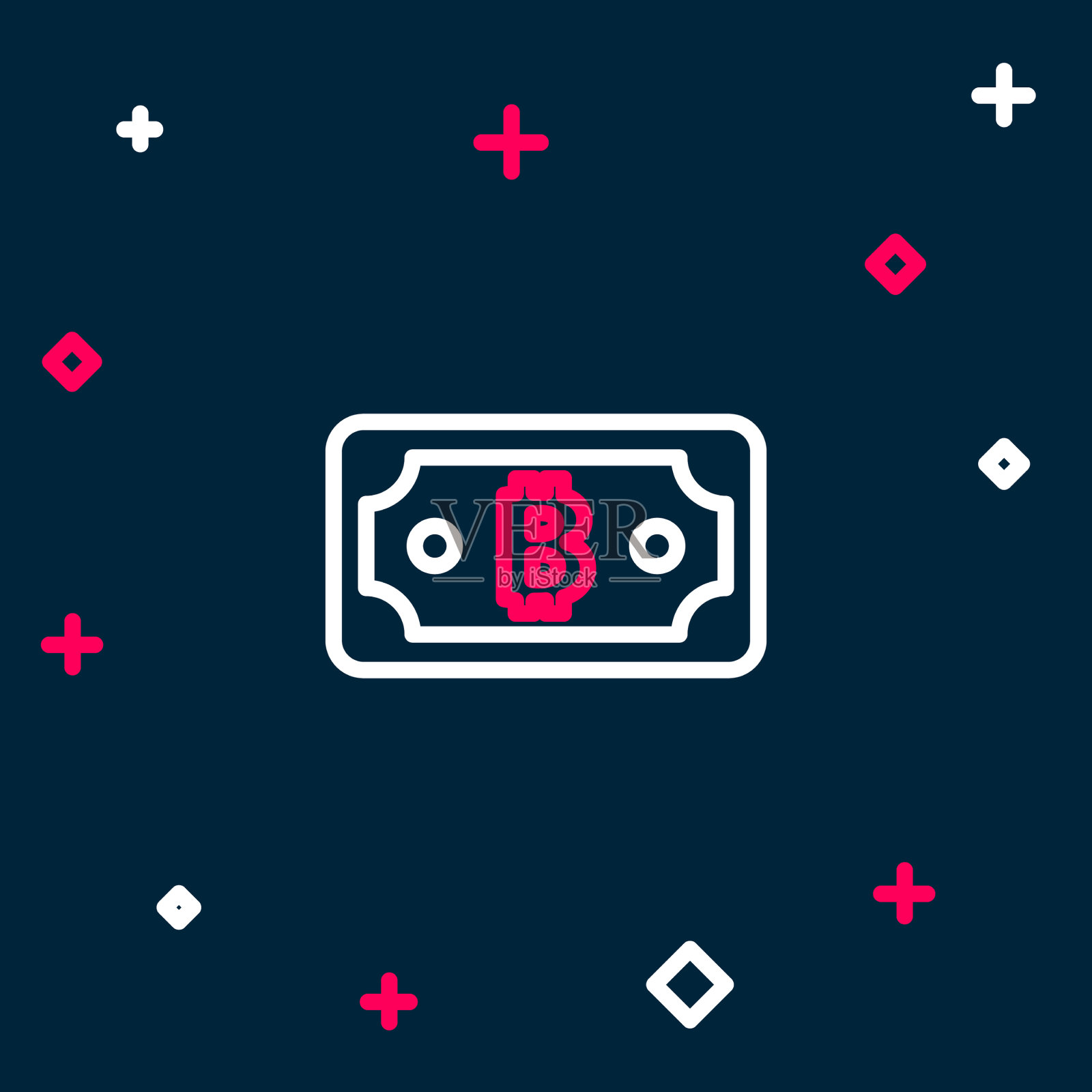 线加密货币比特币图标孤立在蓝色插画图片素材