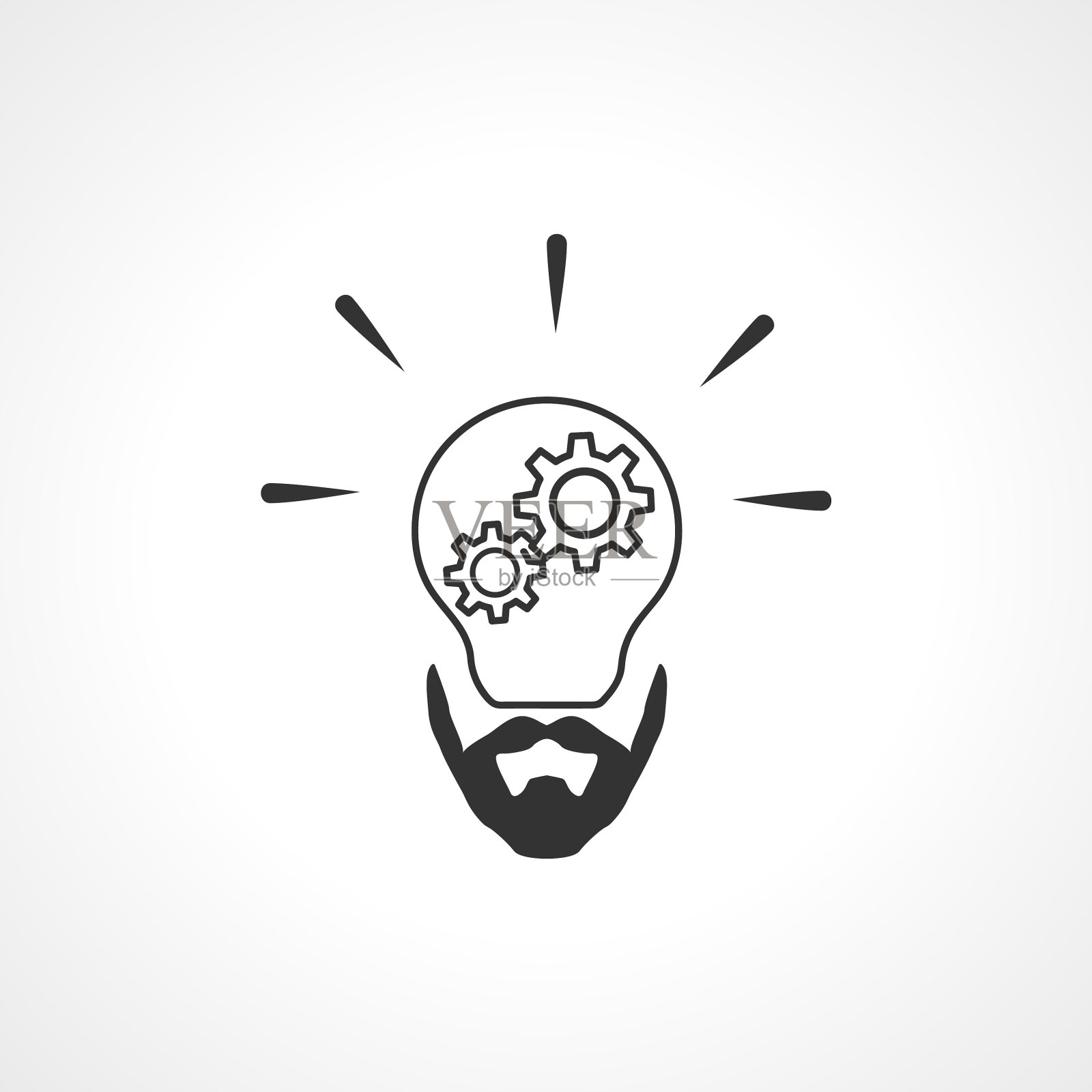 大脑想法标志着灯泡头孤立简单插画图片素材