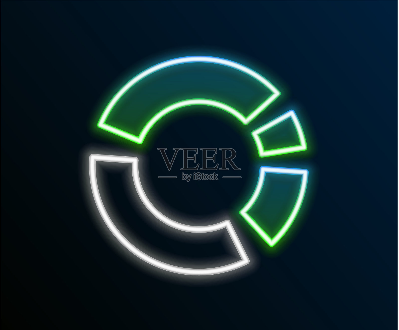 发光的霓虹灯线饼图信息图形图标插画图片素材