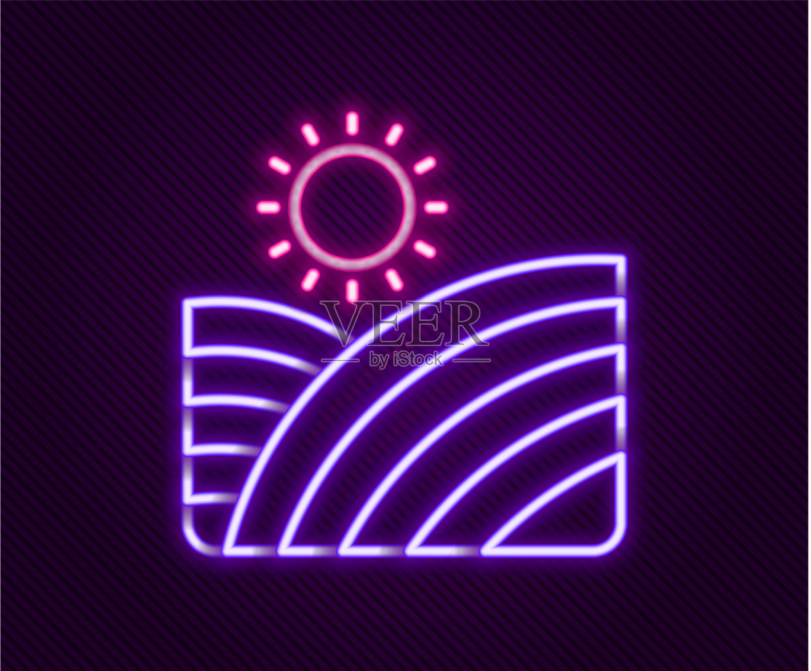 发光的霓虹灯线葡萄园葡萄酒葡萄山农场插画图片素材