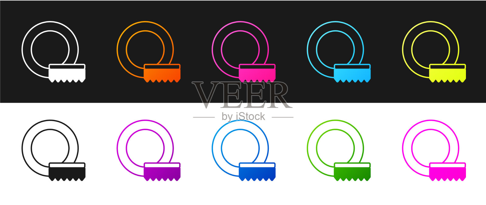 设置洗碗图标孤立在黑色和图标素材
