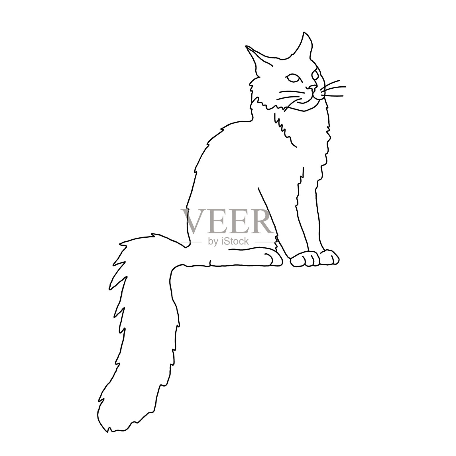 坐猫线条艺术设计元素图片