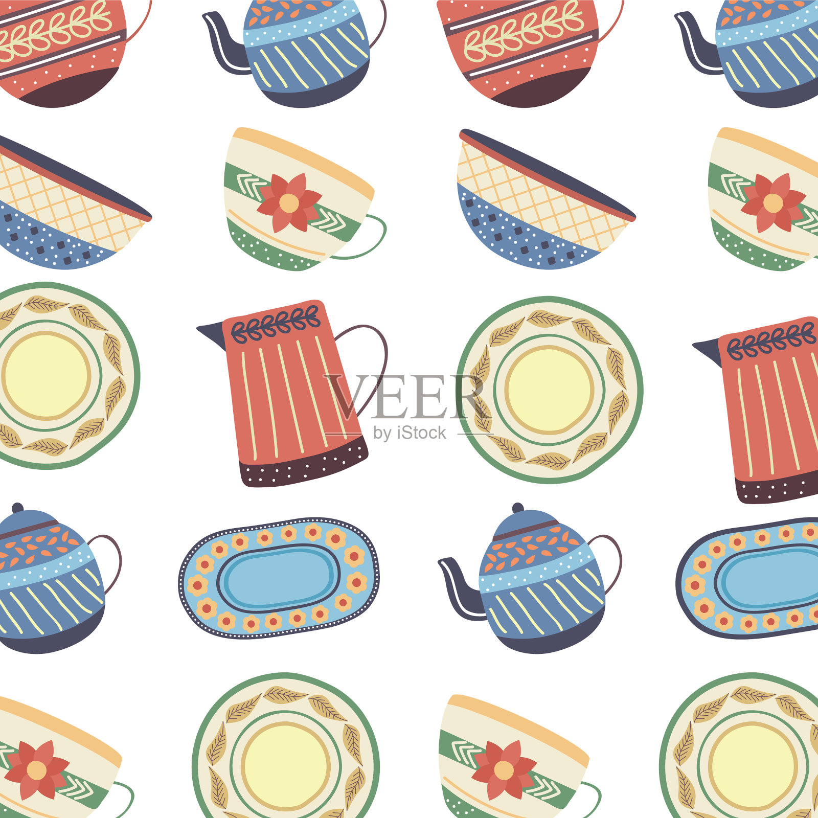 陶器菜模式插画图片素材