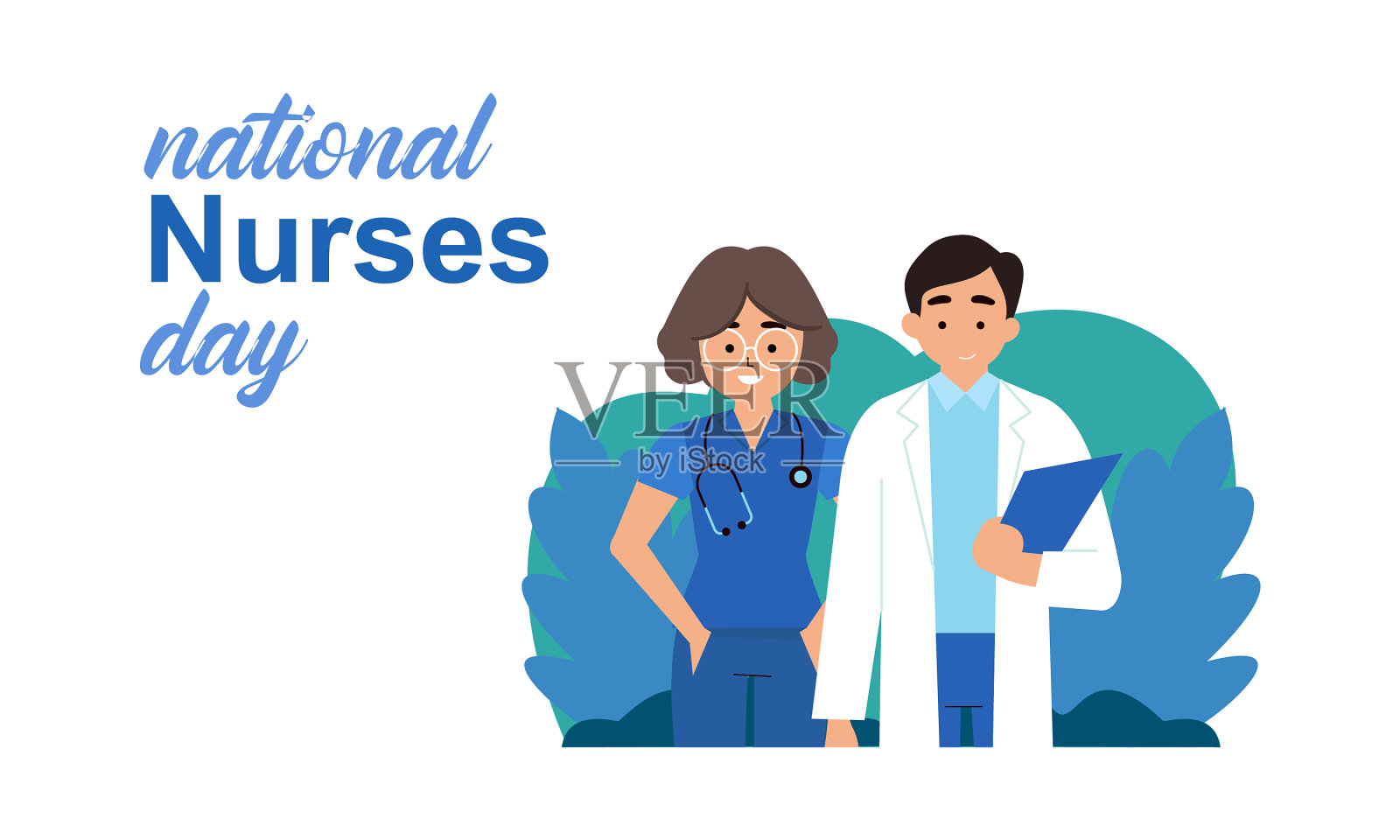 全国扁平护士节插画图片素材