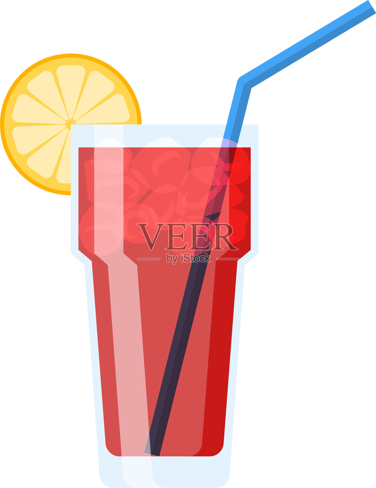杯鸡尾酒，加冰吸管和柠檬设计元素图片