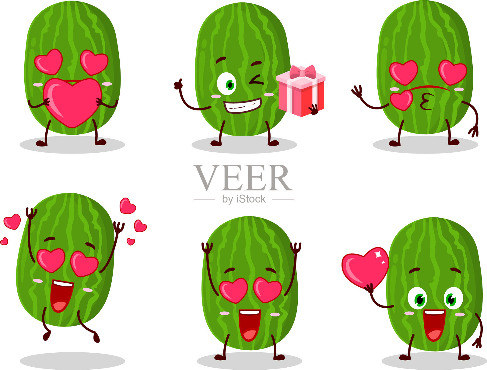 带有爱的可爱表情的小甜瓜插画图片素材