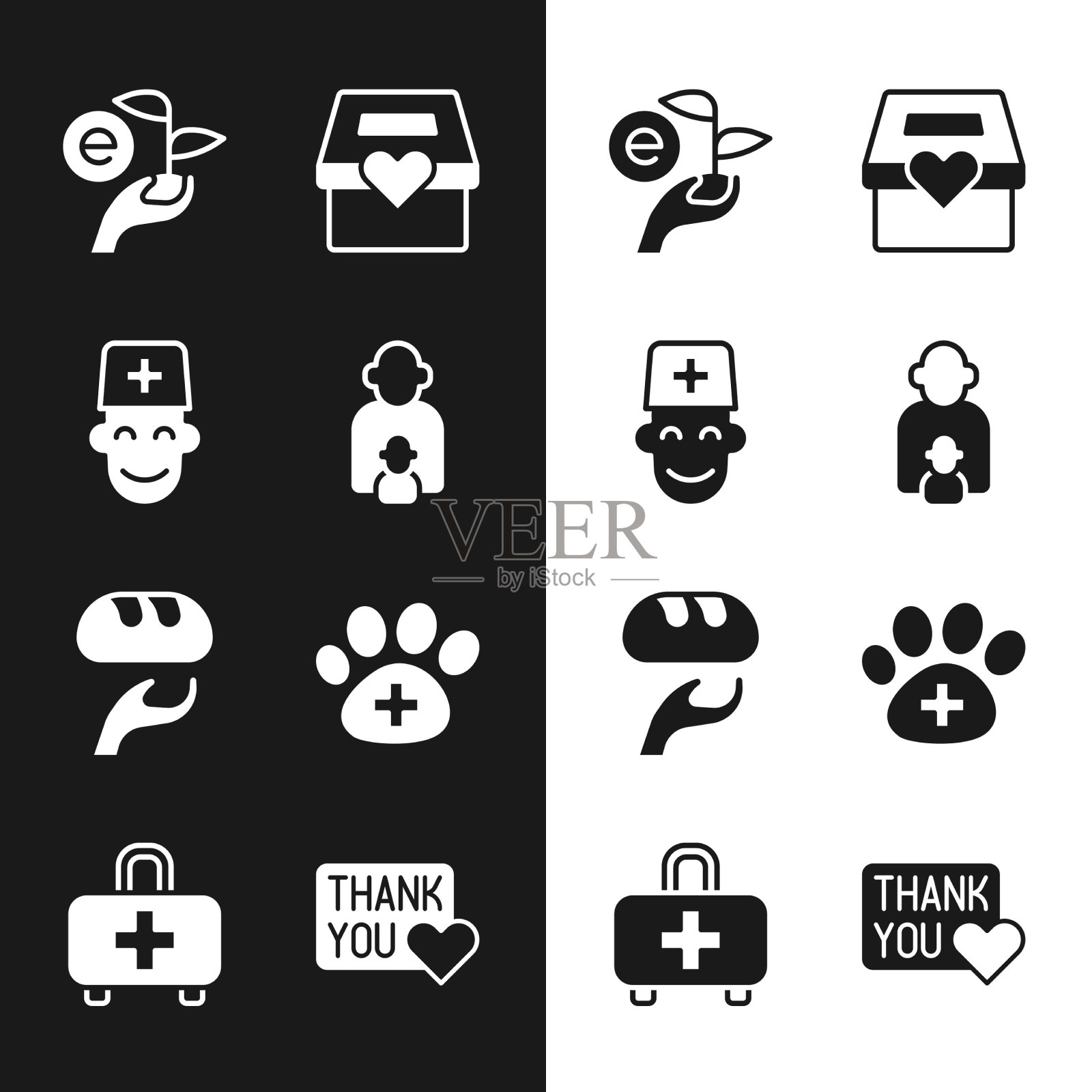 集照顾孩子的男医生叶图标素材