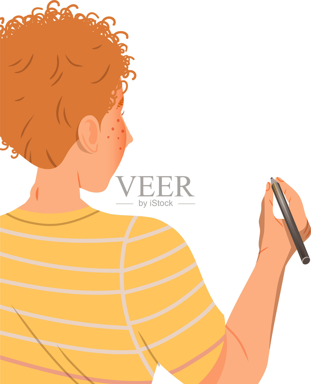 红发男子摄影师修饰照片插画图片素材