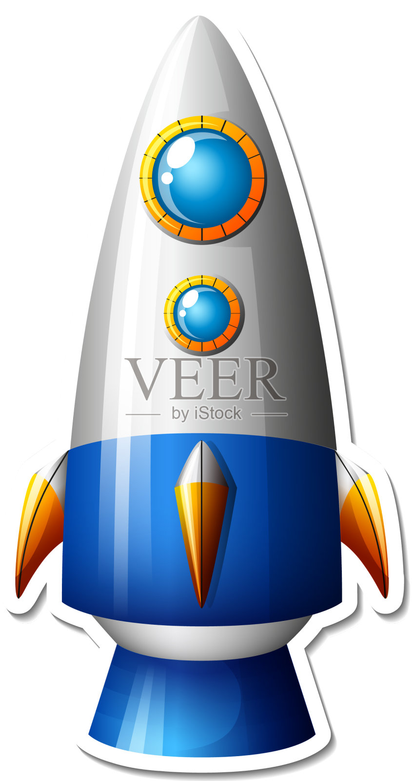 有宇宙飞船卡通的贴纸模板设计元素图片