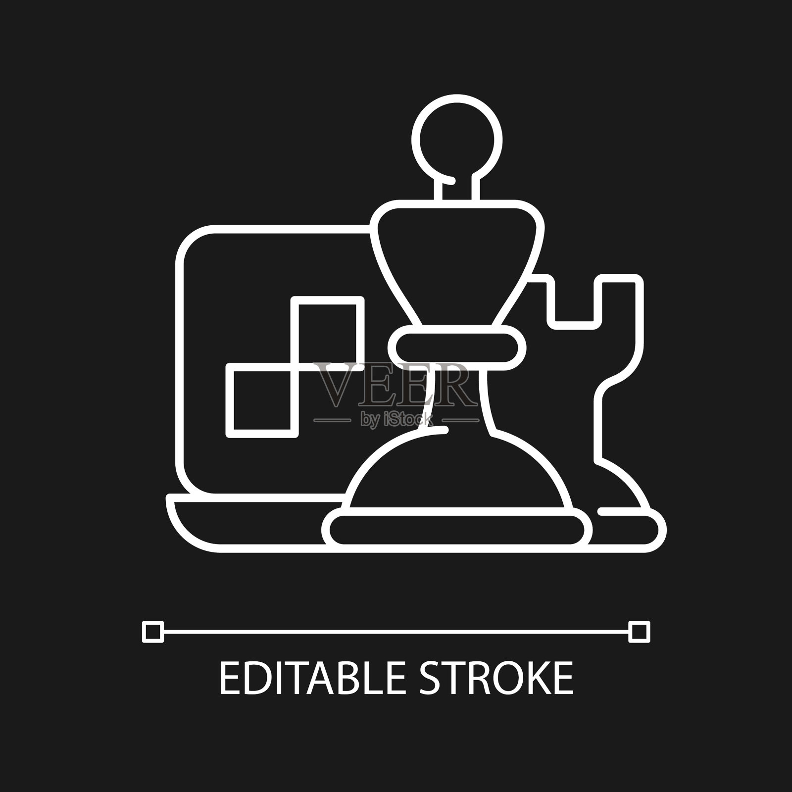 在线逻辑游戏和象棋白色线性图标图标素材