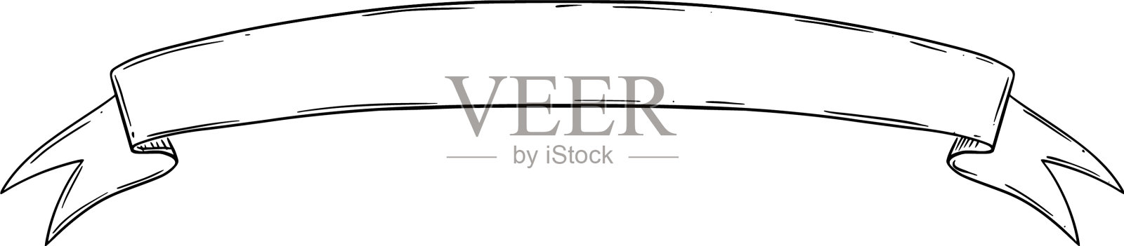 空白或空白的黑白彩带绘图设计元素图片