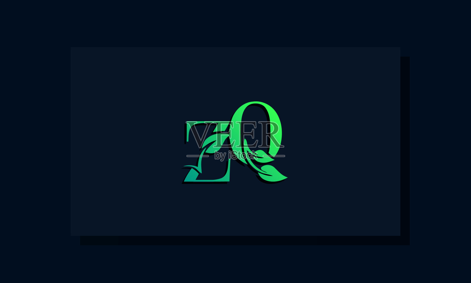 最小的叶子风格初始ZQ标志设计元素图片