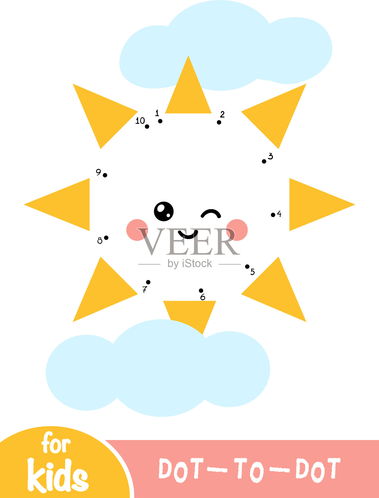 数字游戏点对点游戏为孩子们的太阳和插画图片素材