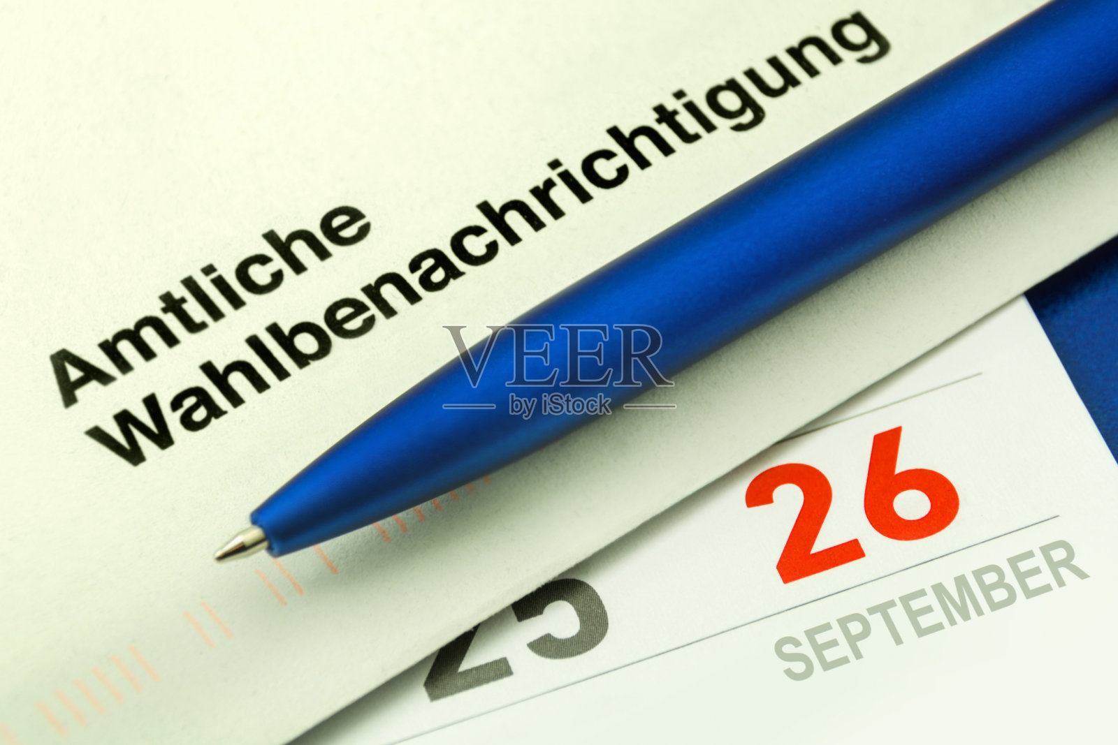 德国全国选举，2021年9月26日星期日和选举投票卡照片摄影图片