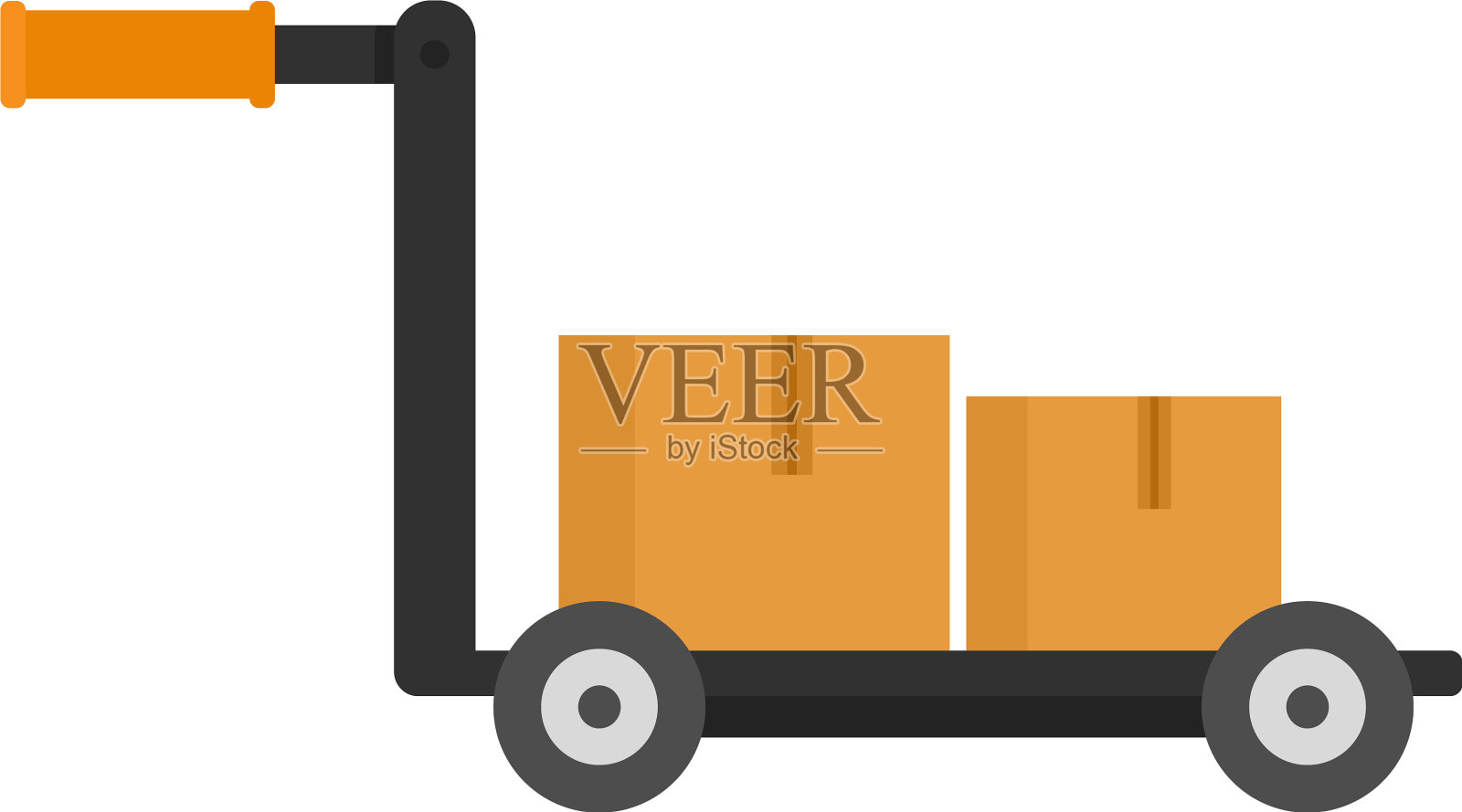 仓库手推车图标扁平孤立设计元素图片