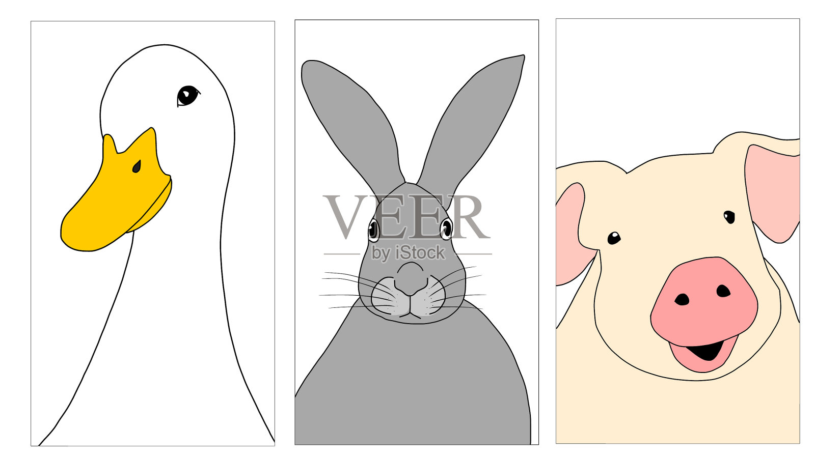 可爱的农场动物插画图片素材