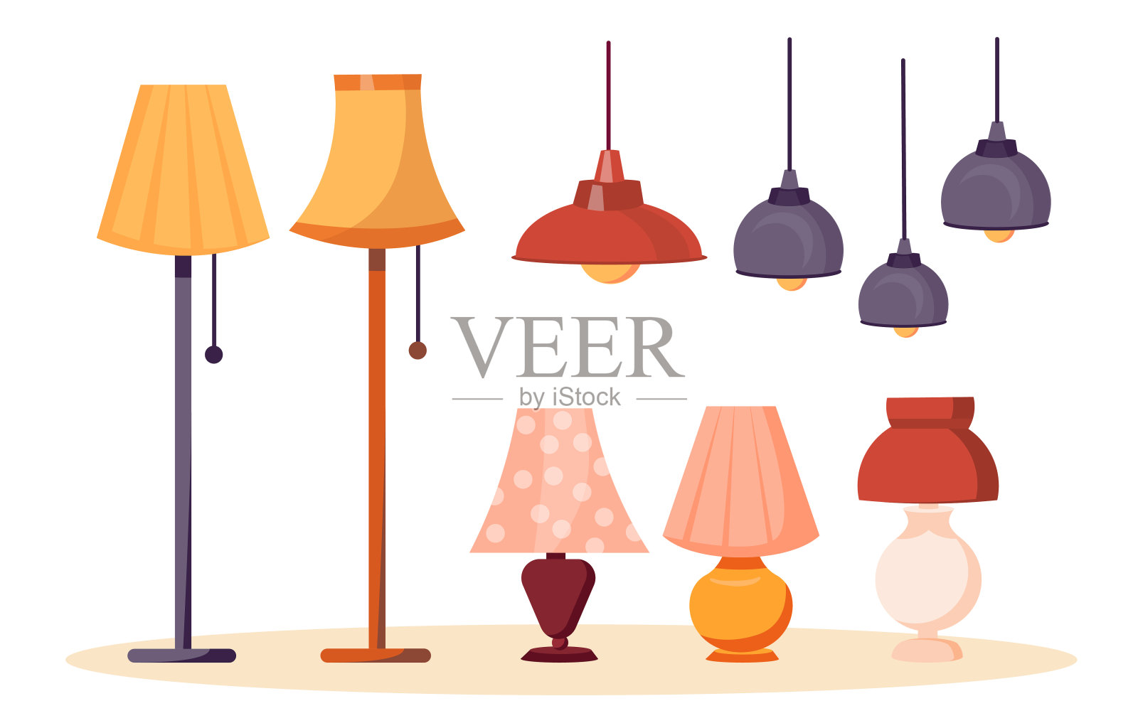 灯具和吊灯收藏插画图片素材