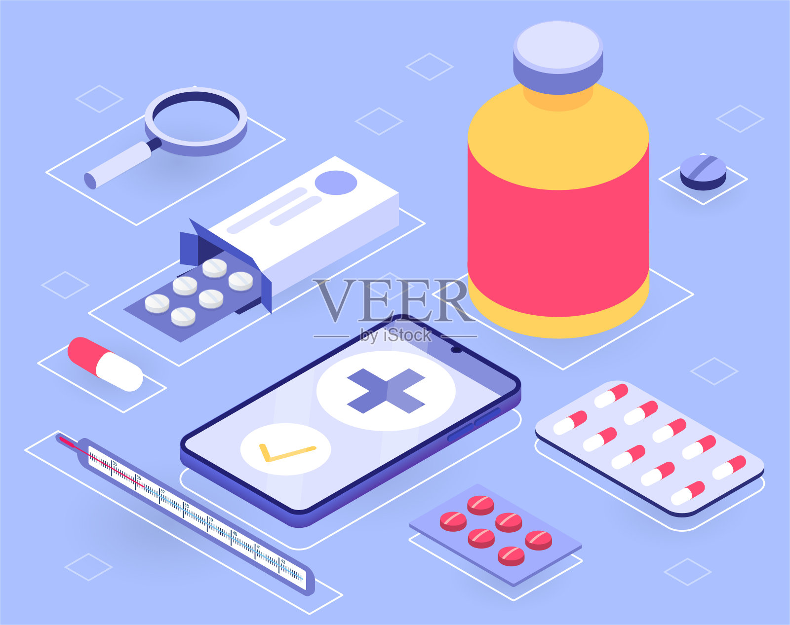 网上药店服务插画图片素材