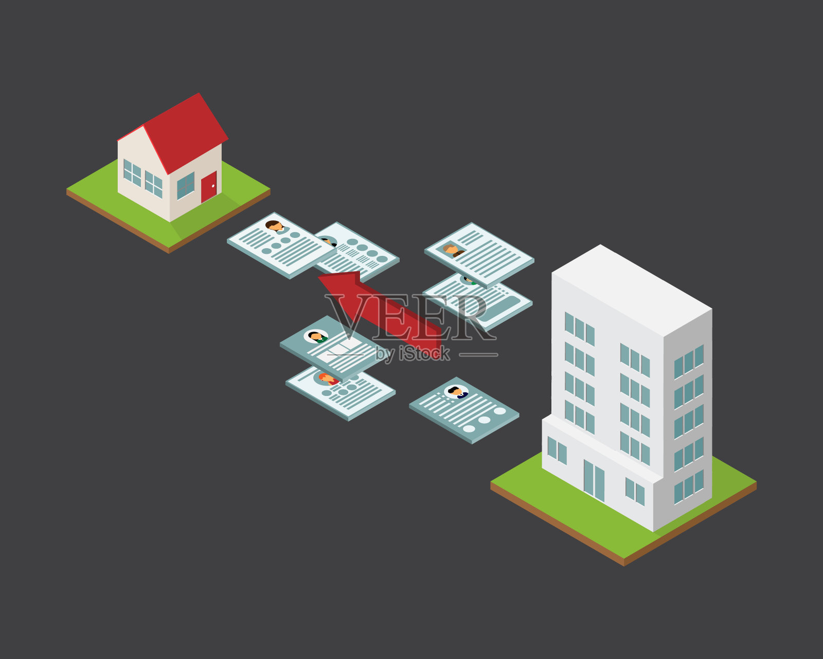 应聘者更喜欢混合工作环境或在家工作而不是在办公室工作插画图片素材