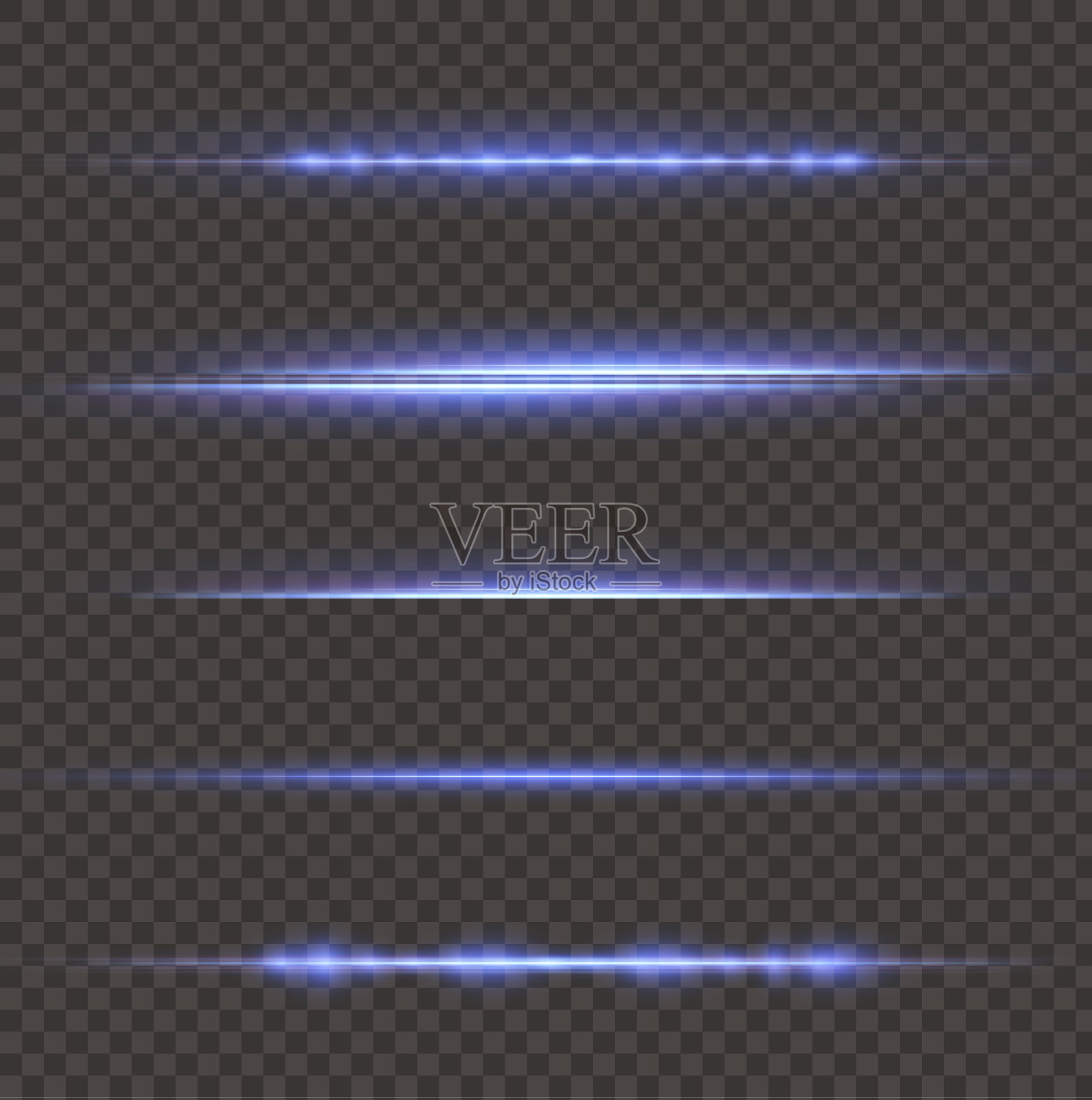 包与蓝色水平突出。激光氖光束，水平的淡蓝色光束。美丽的闪光。黑色背景上的发光条纹。蓝色或霓虹灯恒星在开阔的空间中闪耀插画图片素材