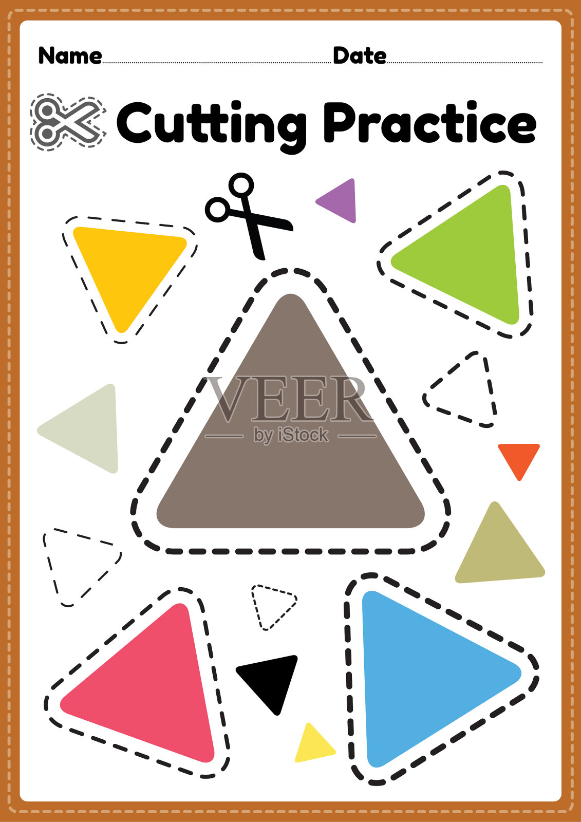 剪纸练习前，孩子们会剪纸插画图片素材