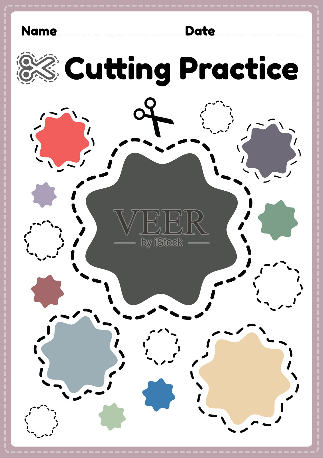 可印刷的切割活动为学龄前儿童插画图片素材