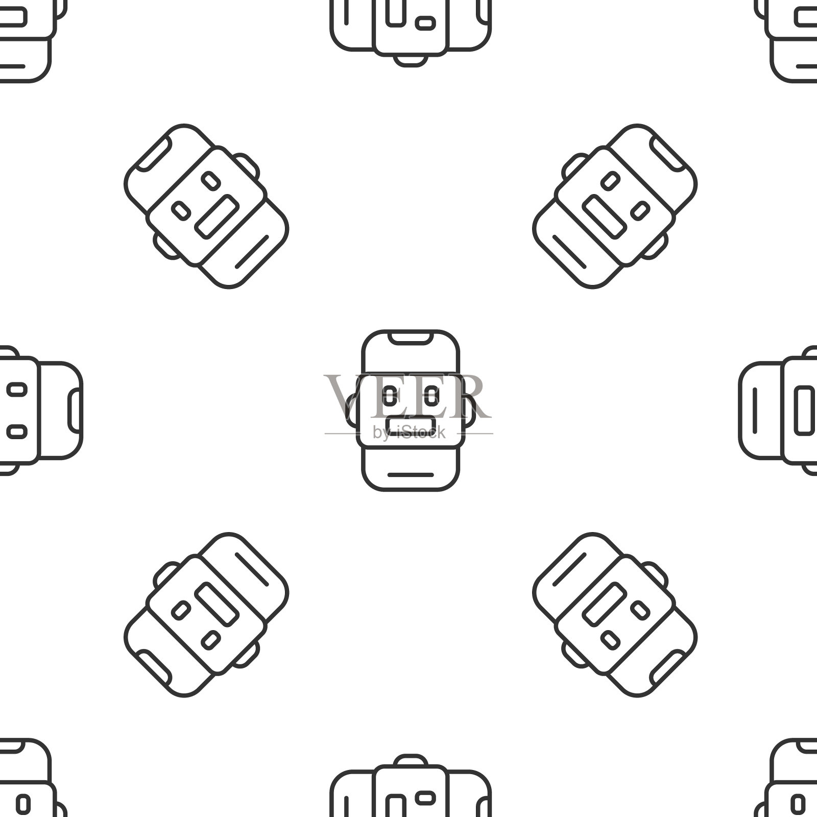 灰色线聊天机器人图标隔离无缝模式上的白色背景。聊天机器人图标。向量插画图片素材