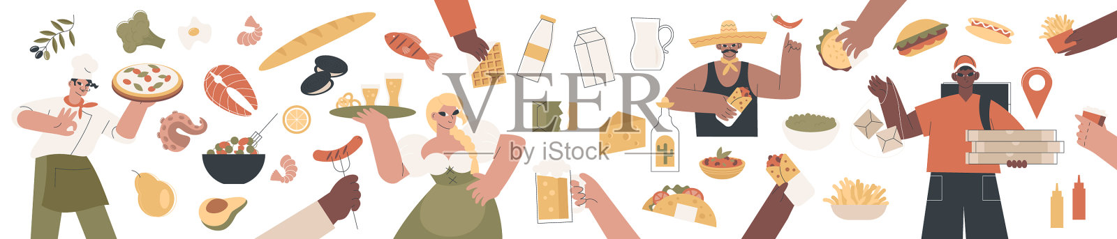 世界美食餐具设计元素图片