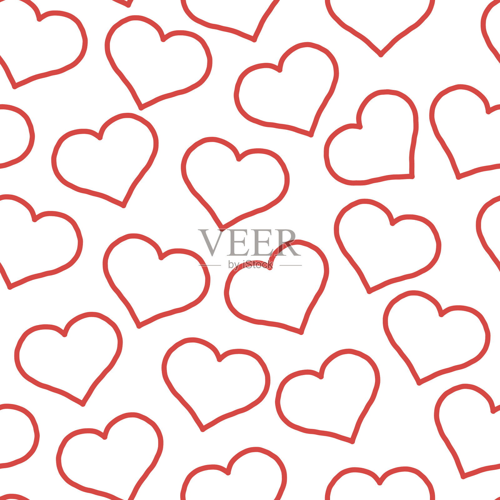 心无缝图案手绘涂鸦风格插画图片素材