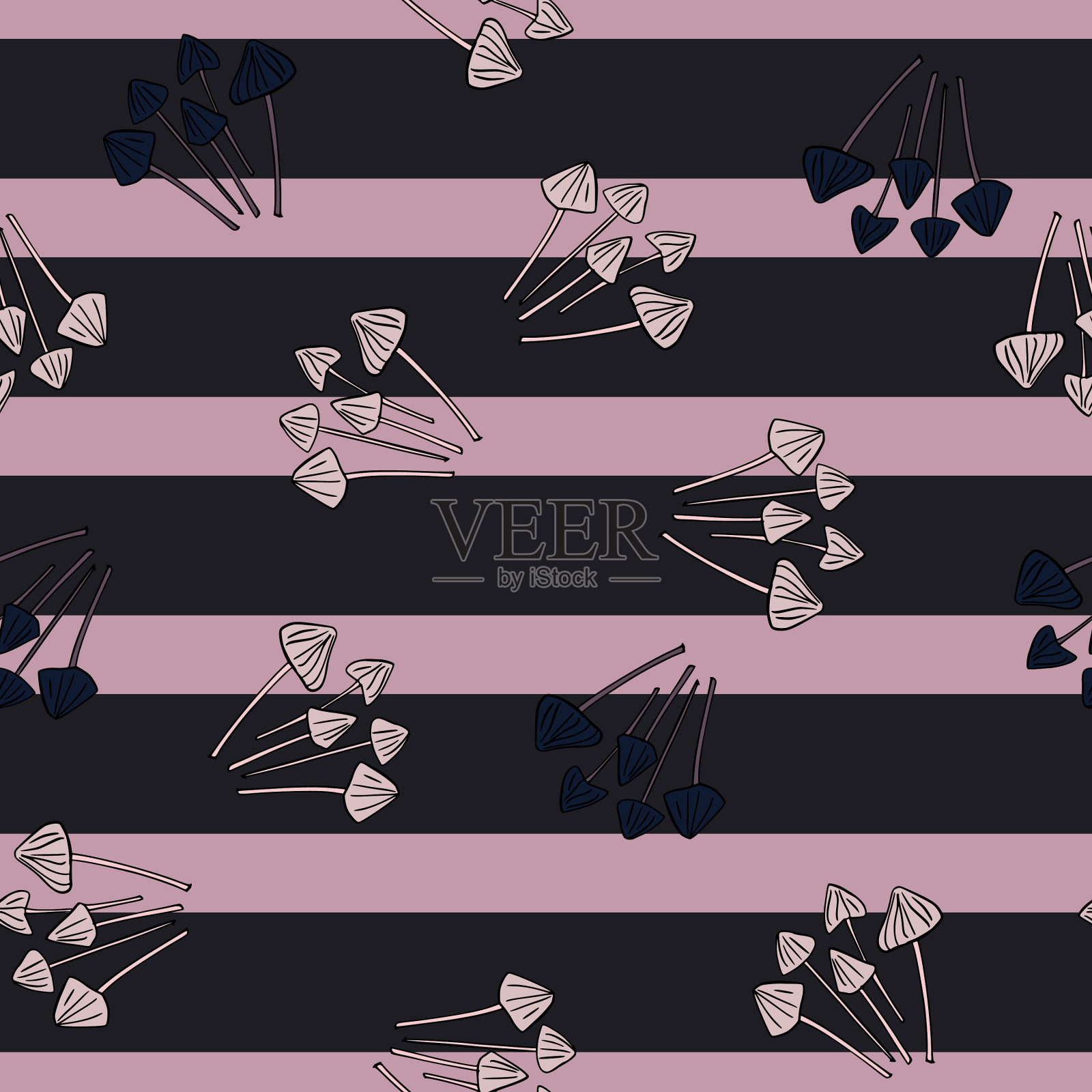 抽象无缝图案与涂鸦裸盖插画图片素材