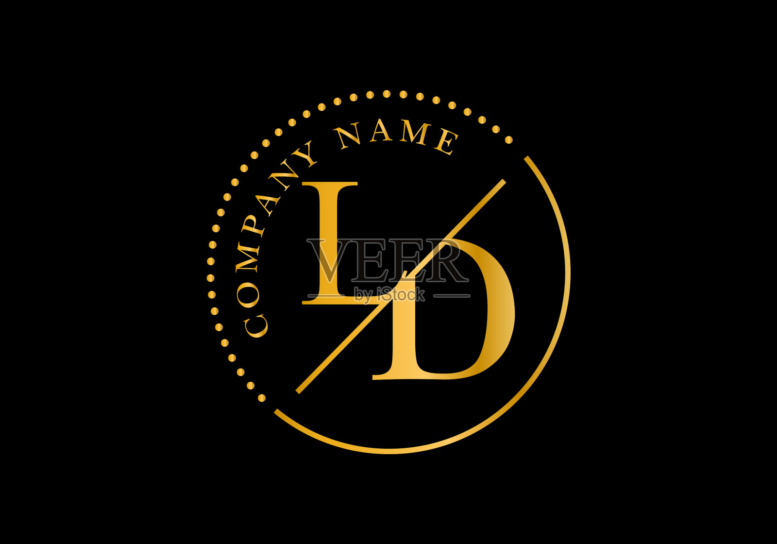 金色的字母和金色的圆形框架插画图片素材