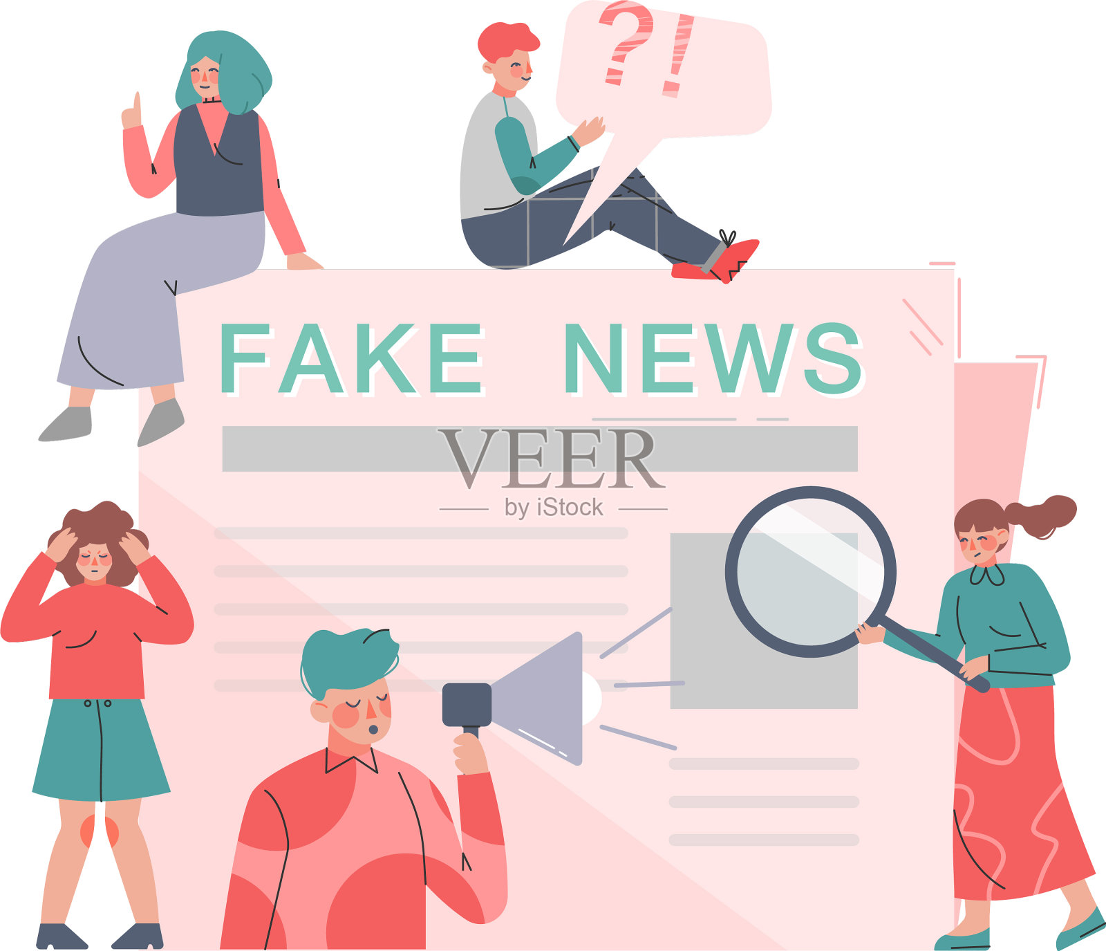 人们在新闻界传播假新闻插画图片素材