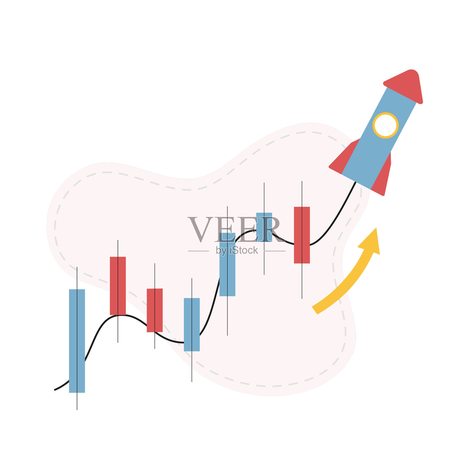 快速的经济增长就像导弹火箭设计元素图片