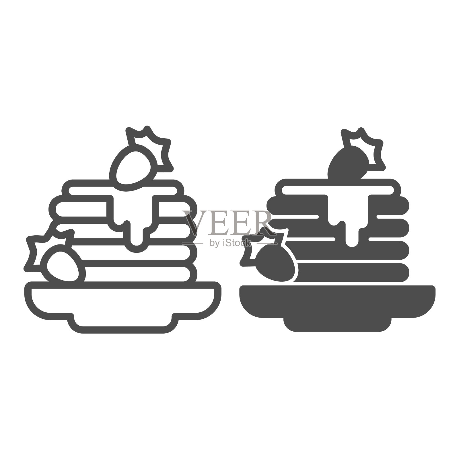 煎饼、草莓酱和固体图标图标素材