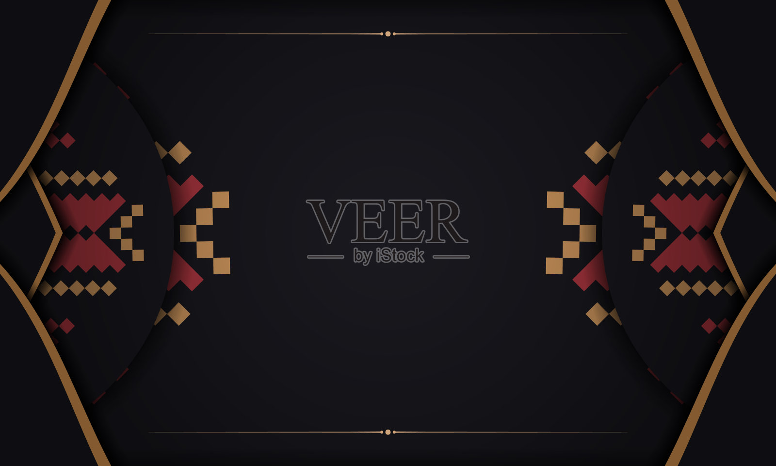 向量打印准备明信片设计与奢侈的装饰品。黑色模板横幅与斯洛文尼亚装饰品为您的标志插画图片素材