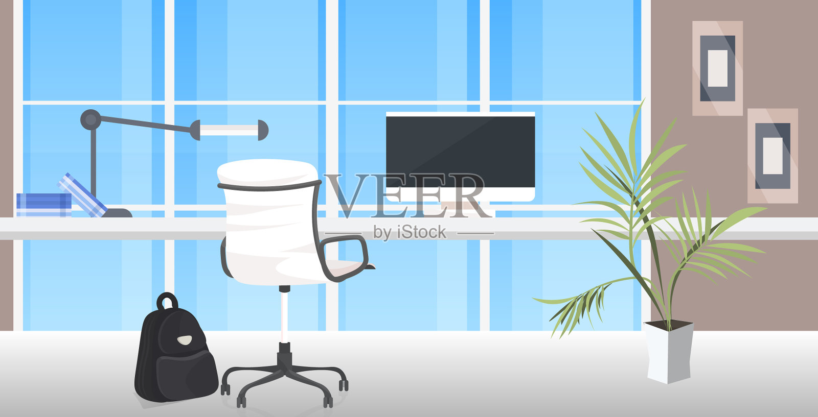 办公室，办公桌，社交距离插画图片素材