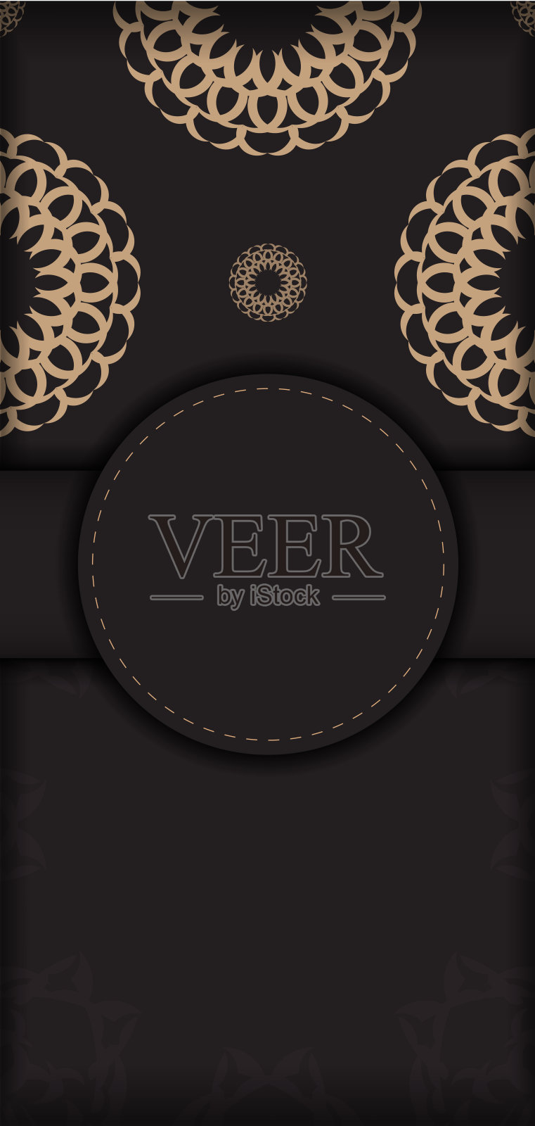 向量邀请卡与您的文本和复古装饰的地方。黑色长方形明信片设计奢华插画图片素材