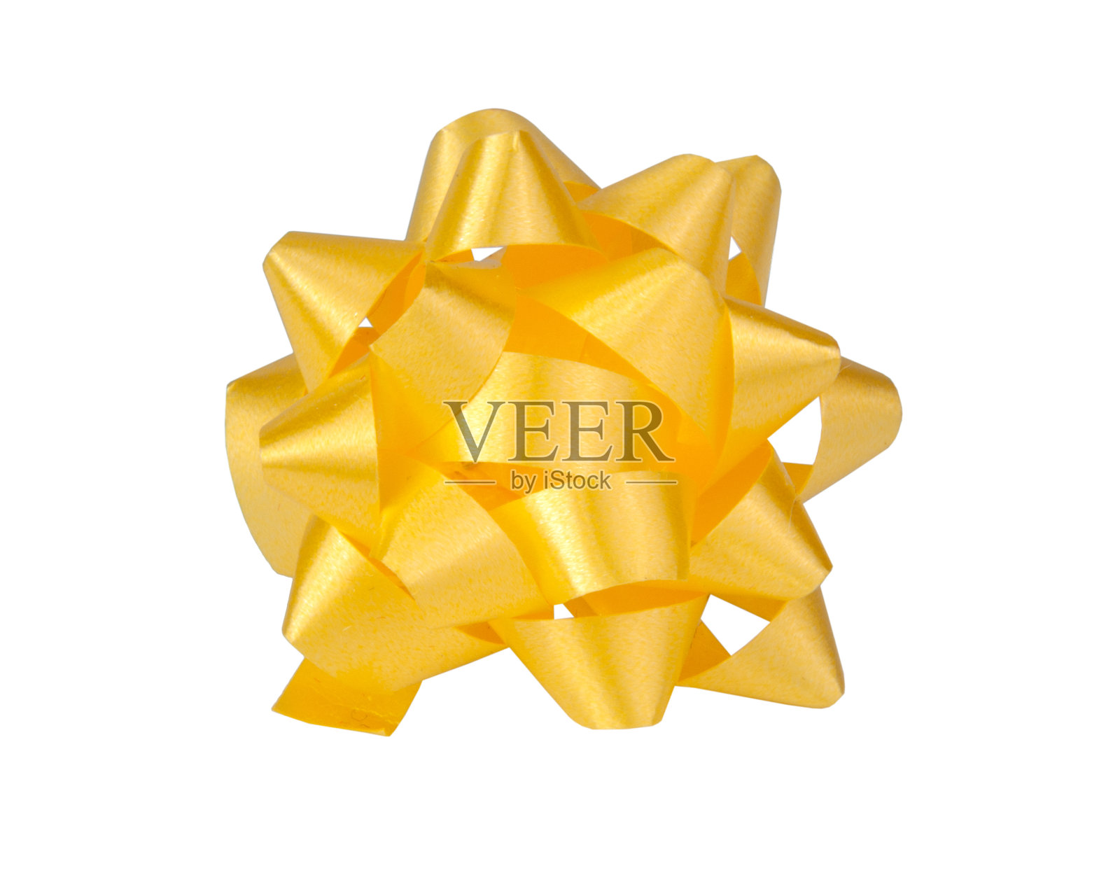 节日礼物蝴蝶结黄色的颜色孤立在白色上照片摄影图片