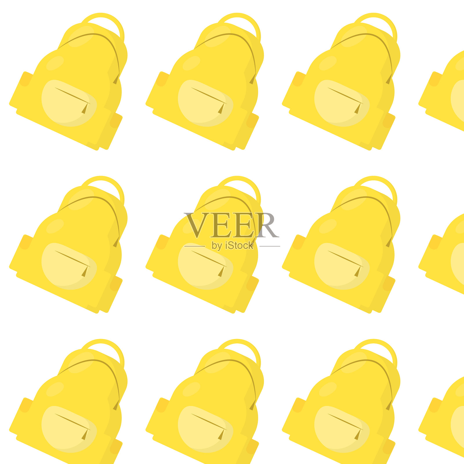 无缝图案与黄色学校背包图标素材