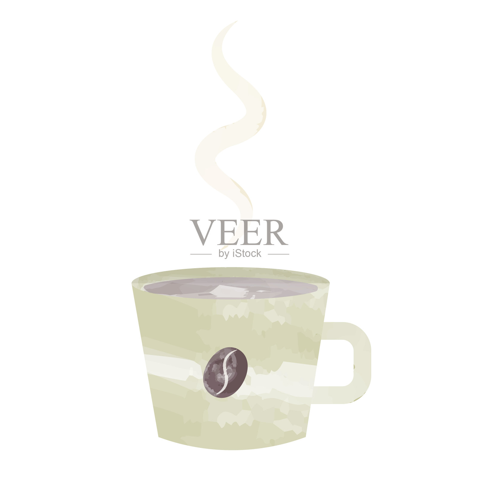 绿色咖啡杯热咖啡插画图片素材